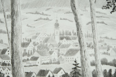 Camille COMBE : Beyrouth à travers les pins, Gravure originale signée