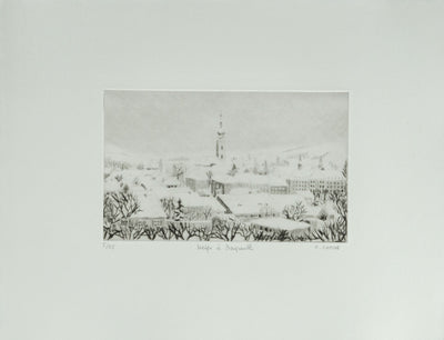 Camille COMBE : Neige à Beyrouth, Gravure originale signée