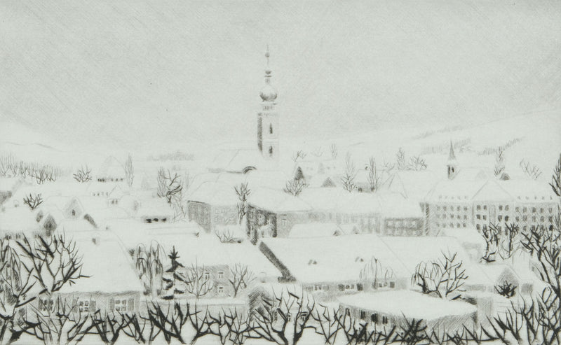Camille COMBE : Neige à Beyrouth, Gravure originale signée