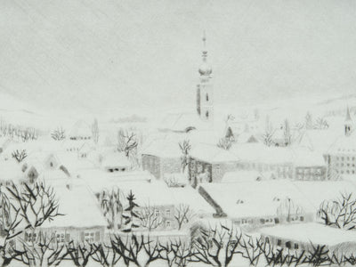 Camille COMBE : Neige à Beyrouth, Gravure originale signée