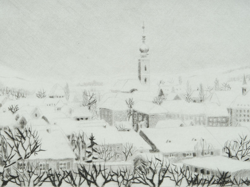 Camille COMBE : Neige à Beyrouth, Gravure originale signée