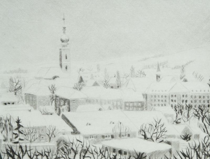 Camille COMBE : Neige à Beyrouth, Gravure originale signée