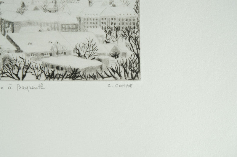 Camille COMBE : Neige à Beyrouth, Gravure originale signée