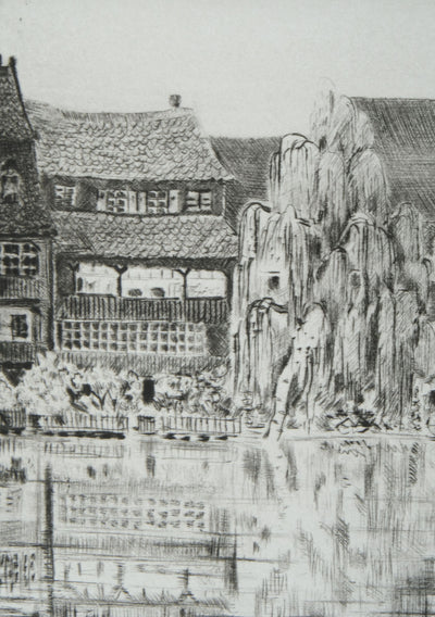 Camille COMBE : La petite Venise, Gravure originale signée