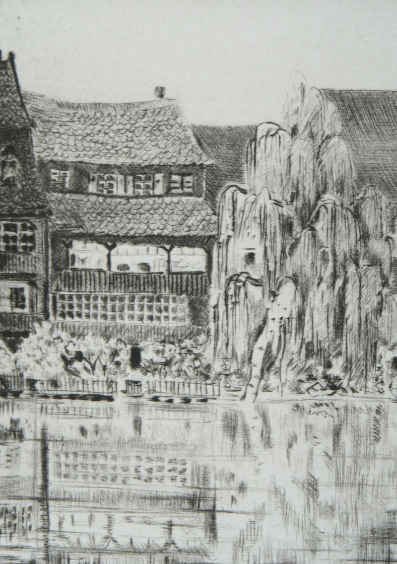 Camille COMBE : La petite Venise, Gravure originale signée