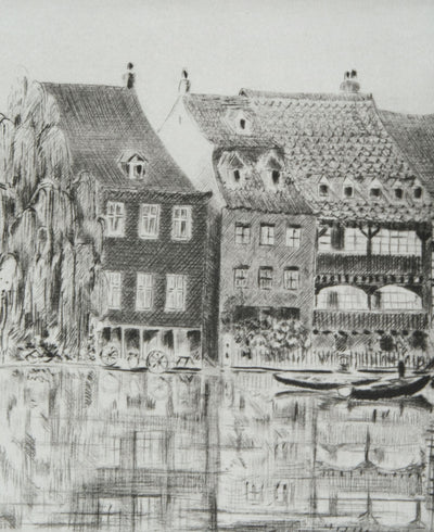 Camille COMBE : La petite Venise, Gravure originale signée