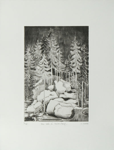 Camille COMBE : Un soir, à Luisenburg, Gravure originale signée