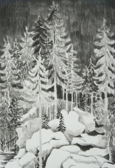 Camille COMBE : Un soir, à Luisenburg, Gravure originale signée