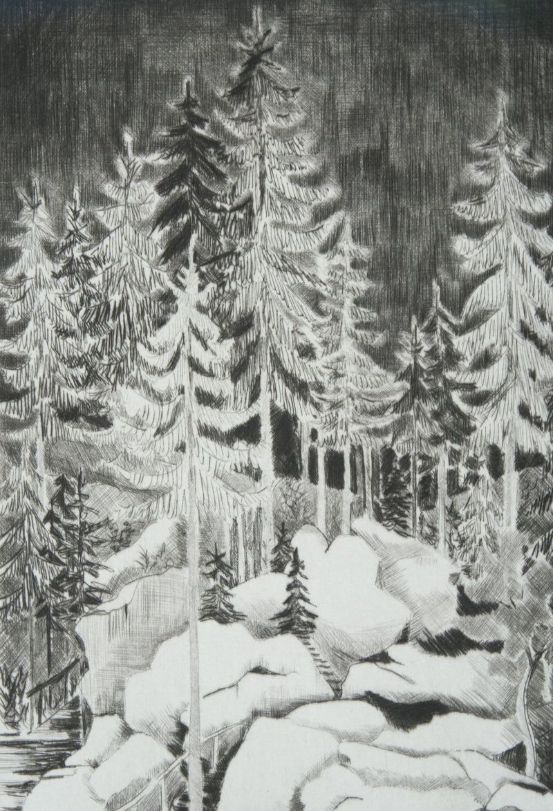 Camille COMBE : Un soir, à Luisenburg, Gravure originale signée