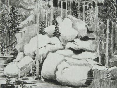 Camille COMBE : Un soir, à Luisenburg, Gravure originale signée