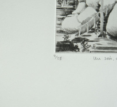 Camille COMBE : Un soir, à Luisenburg, Gravure originale signée