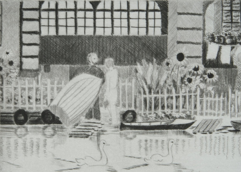 Camille COMBE : Matin fleuri à la petite Venise, Gravure originale signée