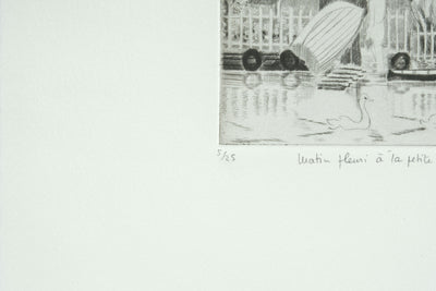 Camille COMBE : Matin fleuri à la petite Venise, Gravure originale signée