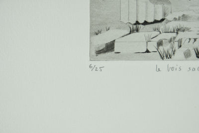 Camille COMBE : Le bois sacré, Gravure originale signée