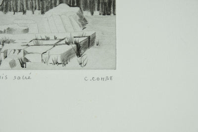 Camille COMBE : Le bois sacré, Gravure originale signée