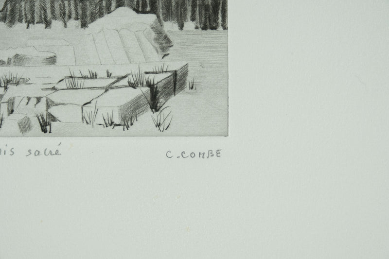 Camille COMBE : Le bois sacré, Gravure originale signée