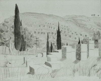 Camille COMBE : Grèce, Cnossos, Gravure originale signée