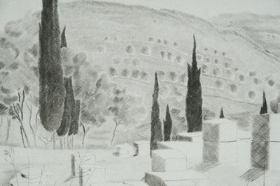 Camille COMBE : Grèce, Cnossos, Gravure originale signée