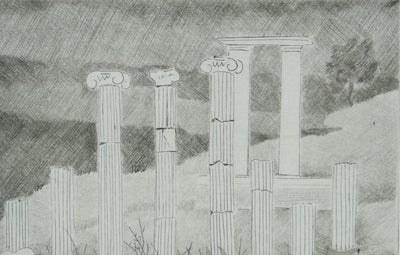 Camille COMBE : Grèce antique, Ephèse, Gravure originale signée