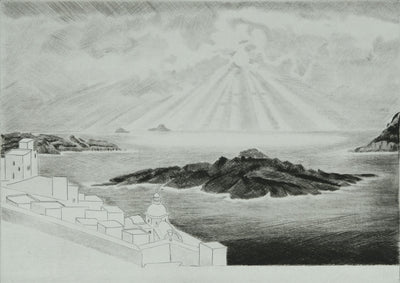 Camille COMBE : L'île noire, Gravure originale signée