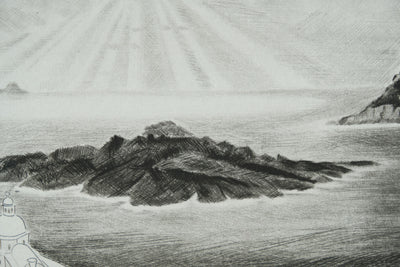 Camille COMBE : L'île noire, Gravure originale signée