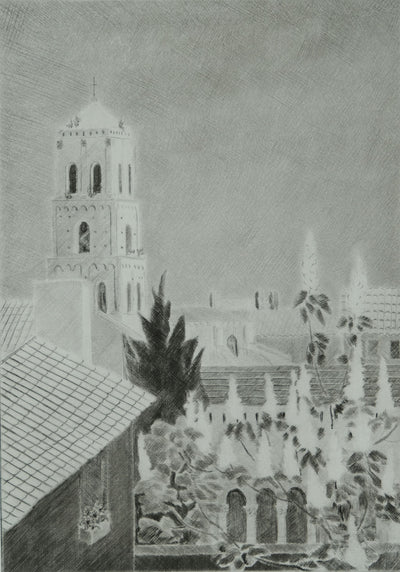 Camille COMBE : Saint Trophime, Gravure originale signée