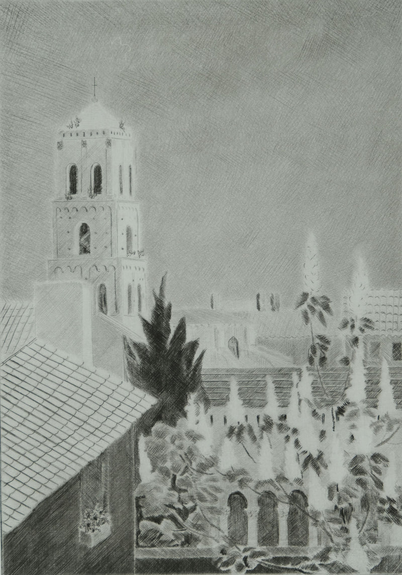Camille COMBE : Saint Trophime, Gravure originale signée