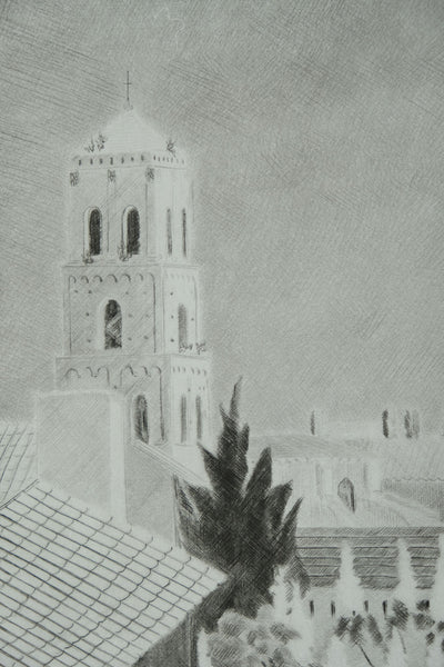 Camille COMBE : Saint Trophime, Gravure originale signée