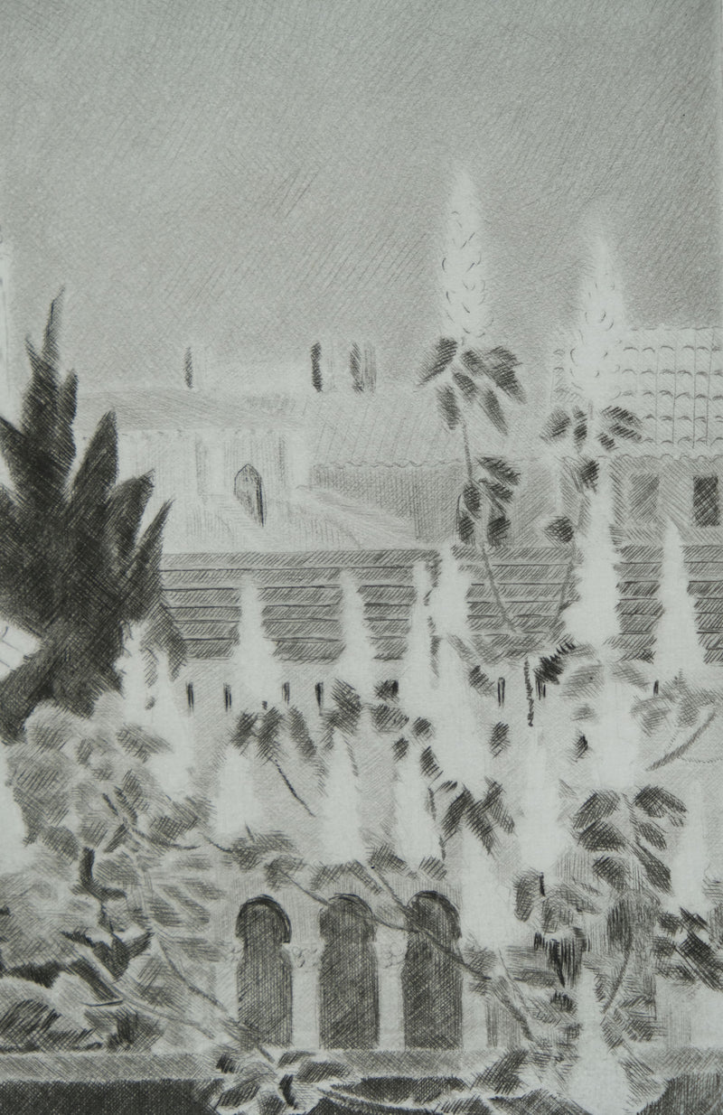 Camille COMBE : Saint Trophime, Gravure originale signée