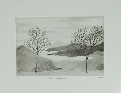 Camille COMBE : Aube delphique, Gravure originale signée