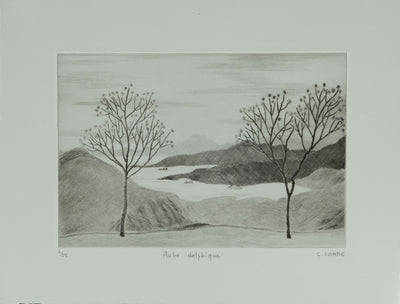Camille COMBE : Aube delphique, Gravure originale signée
