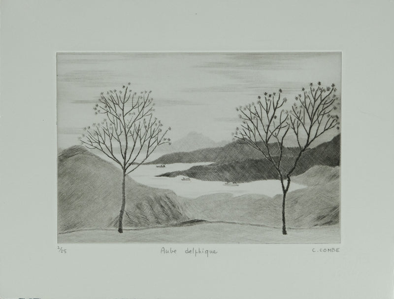 Camille COMBE : Aube delphique, Gravure originale signée