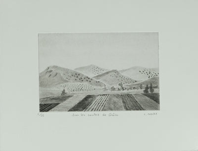 Camille COMBE : Sur les routes de Grèce, Gravure originale signée