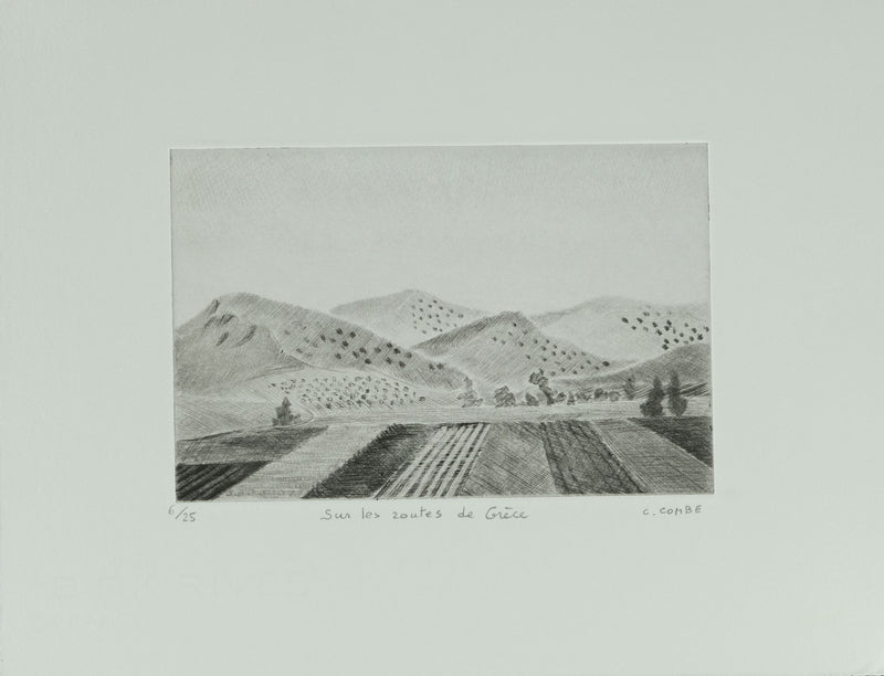Camille COMBE : Sur les routes de Grèce, Gravure originale signée