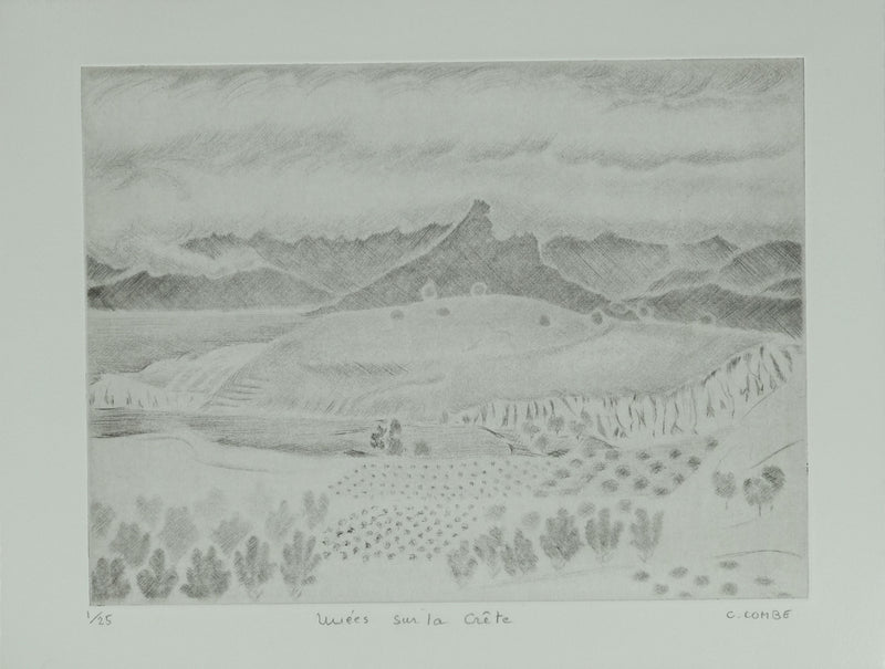 Camille COMBE : Nuées sur la Crête, Gravure originale signée