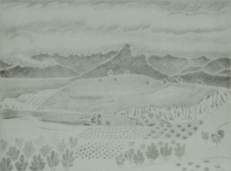 Camille COMBE : Nuées sur la Crête, Gravure originale signée