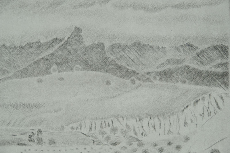 Camille COMBE : Nuées sur la Crête, Gravure originale signée