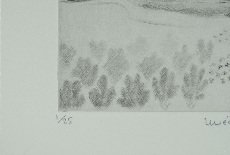 Camille COMBE : Nuées sur la Crête, Gravure originale signée