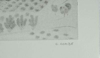 Camille COMBE : Nuées sur la Crête, Gravure originale signée