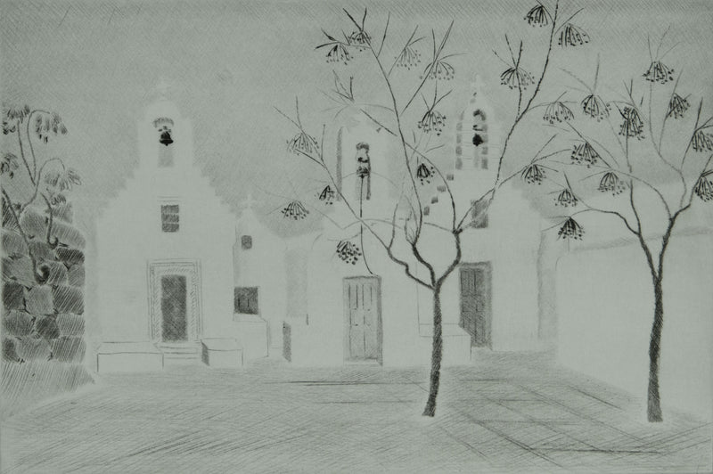 Camille COMBE : Les carillons de Mykonos, Gravure originale signée