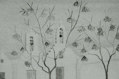 Camille COMBE : Les carillons de Mykonos, Gravure originale signée