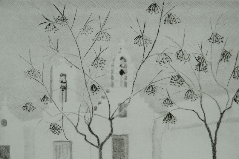 Camille COMBE : Les carillons de Mykonos, Gravure originale signée