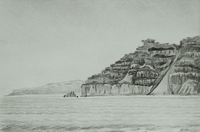 Camille COMBE : Grèce, les rivages de Lindos, Gravure originale signée