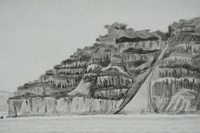 Camille COMBE : Grèce, les rivages de Lindos, Gravure originale signée