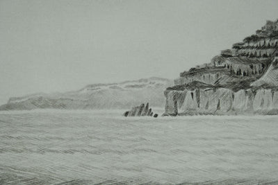 Camille COMBE : Grèce, les rivages de Lindos, Gravure originale signée
