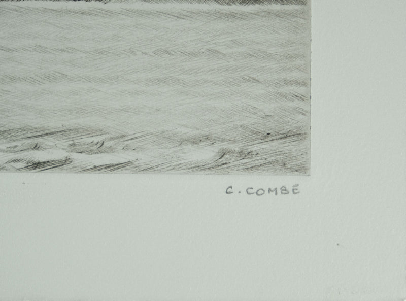 Camille COMBE : Grèce, les rivages de Lindos, Gravure originale signée