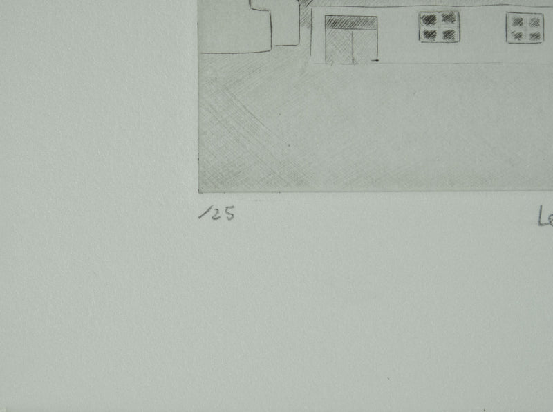 Camille COMBE : Les moulins de Mykonos, Gravure originale signée