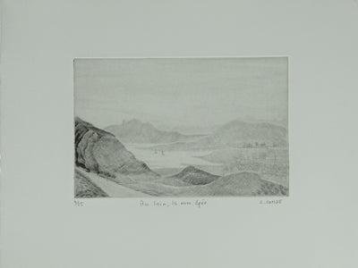 Camille COMBE : Au loin, la mer Epée, Gravure originale signée
