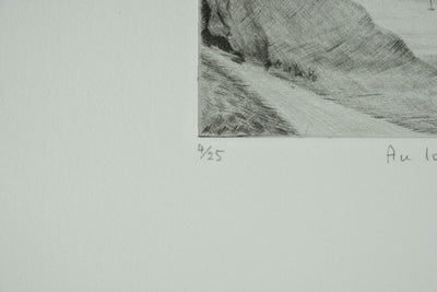 Camille COMBE : Au loin, la mer Epée, Gravure originale signée