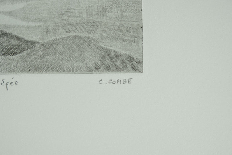 Camille COMBE : Au loin, la mer Epée, Gravure originale signée